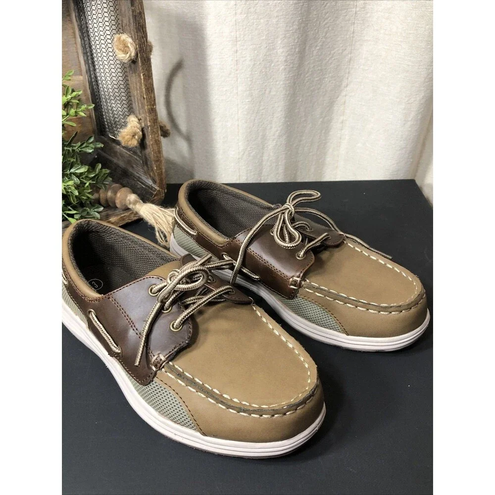 New AMERICAN EAGLE Boy's 3 Boat MOCCASINS Shoes Tan Slip-On #159290